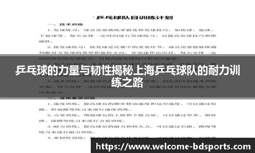 乒乓球的力量与韧性揭秘上海乒乓球队的耐力训练之路